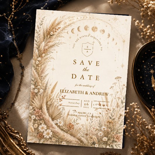 Save The Date Mariage champêtre céleste fantaisiste
