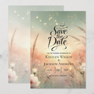Save The Date Mariage Champêtre de Fleurs Sauvages aux Teintes P