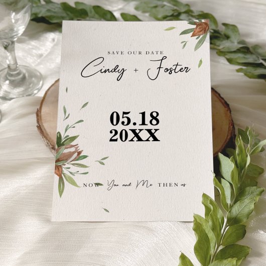 Save The Date Mariage champêtre en coton et verdure