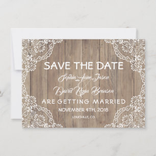 Save The Date Mariage Champêtre en Vieille Grange avec Dentelle 