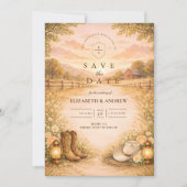 Save The Date Mariage champêtre rustique occidental (Devant)