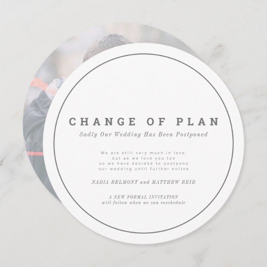 Save The Date Mariage changement de plan report circulaire (Devant / Derrière)