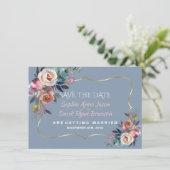 Save The Date Mariage Charm Dusty Blue Misty Rose Or (Debout devant)