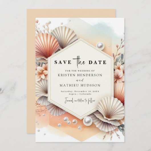 Save The Date Mariage Chic Boho Beach (Devant / Derrière)