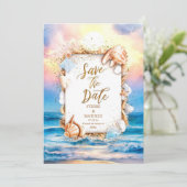 Save The Date Mariage Chic Corals Beach (Debout devant)
