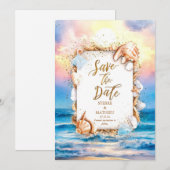Save The Date Mariage Chic Corals Beach (Devant / Derrière)