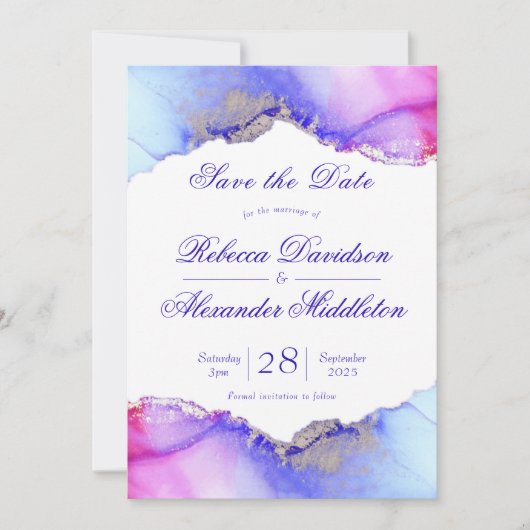 Save The Date Mariage chic d'améthyste violet (Devant)