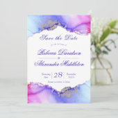 Save The Date Mariage chic d'améthyste violet (Debout devant)