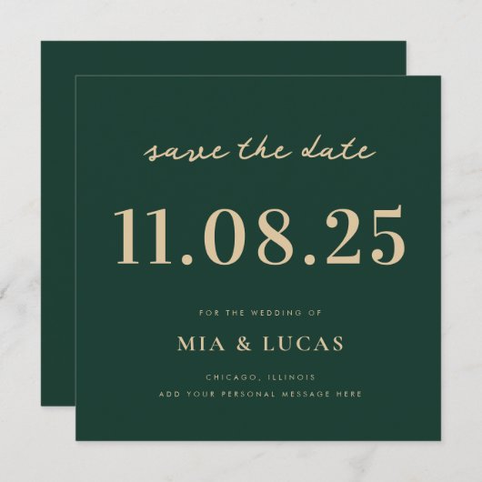 Save The Date Mariage Chic Minimal Date Non Photo Enregistrer La (Devant / Derrière)