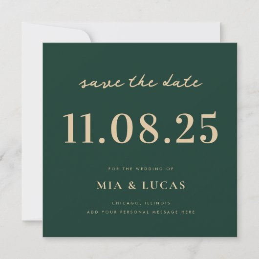 Save The Date Mariage Chic Minimal Date Non Photo Enregistrer La (Devant)