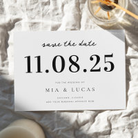 Mariage Chic Minimal Date Non Photo Enregistrer La