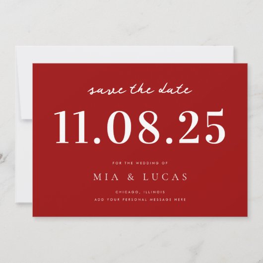 Save The Date Mariage Chic Minimal Date Non Photo Enregistrer La (Devant)