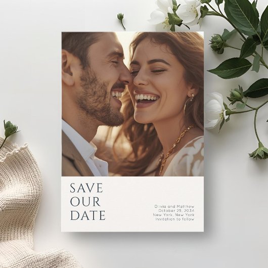 Save The Date Mariage Chic Minimal Moderne Photo Monogramme