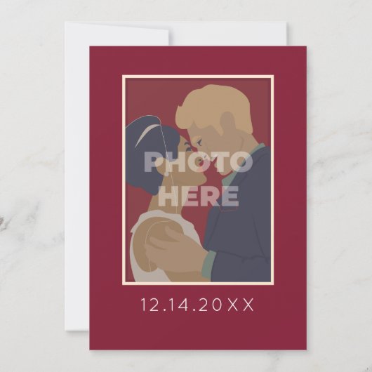 Save The Date Mariage Chic Moderne Élégant Simple Vin Rouge (Dos)