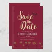 Save The Date Mariage Chic Moderne Élégant Simple Vin Rouge (Devant / Derrière)