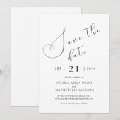 Save The Date Mariage chic moderne noir et blanc (Devant / Derrière)