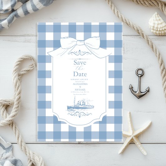 Save The Date Mariage Chic Nautique Coquette Bow