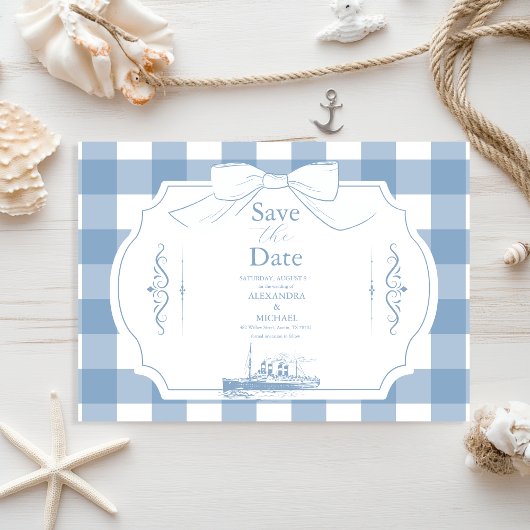 Save The Date Mariage Chic Nautique Coquette Bow