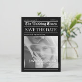 Save The Date Mariage Chic Noir Blanc Journal (Debout devant)