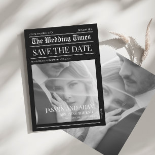Save The Date Mariage Chic Noir Blanc Journal