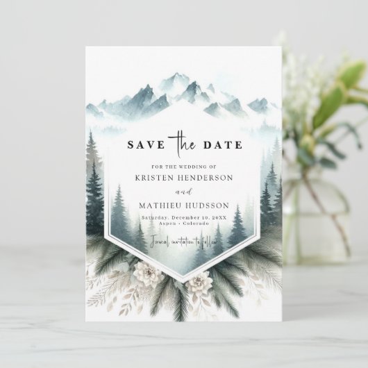 Save The Date Mariage Chic Pine Mountain (Debout devant)