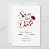 Save The Date Mariage Chic Red Rose (Devant)