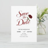 Save The Date Mariage Chic Red Rose (Debout devant)