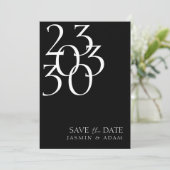 Save The Date Mariage Chic Typographie de Date Minimal Noir Blan (Debout devant)