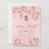 Save The Date Mariage chinois à deux fleurs de pêche (Devant)