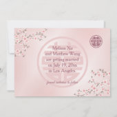 Save The Date Mariage chinois double bonheur cerise fleurs (Dos)