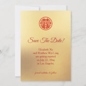 Save The Date Mariage Chinois Double Bonheur Fleur de Cerisier (Dos)