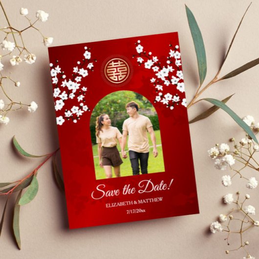 Save The Date Mariage chinois double bonheur photo