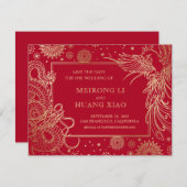 Save The Date Mariage chinois Dragon Phoenix (Devant / Derrière)