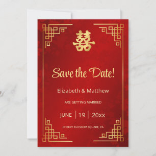 Save The Date Mariage chinois Gold Frame