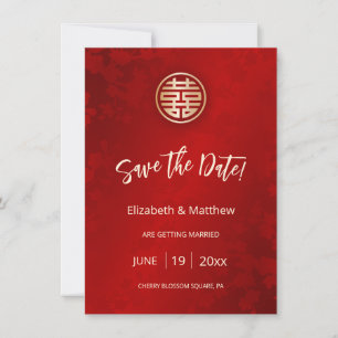 Save The Date Mariage chinois Red Gold