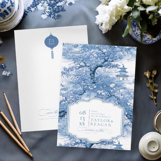 Save The Date Mariage Chinoiserie d'inspiration porcelaine ID109