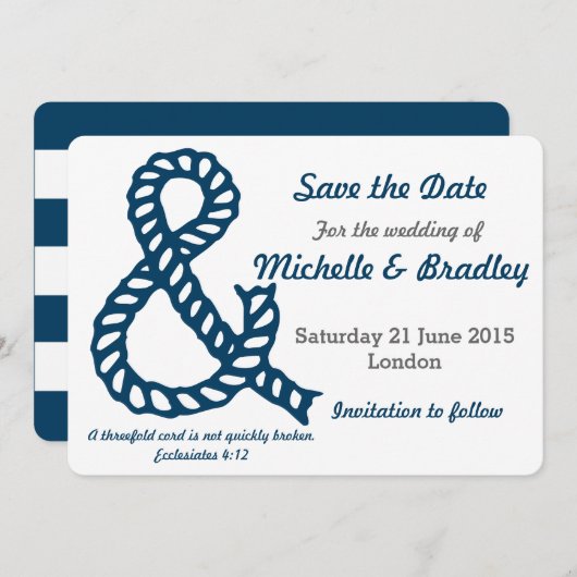 Save The Date Mariage chrétien nautique Enregistrer la date (Devant / Derrière)
