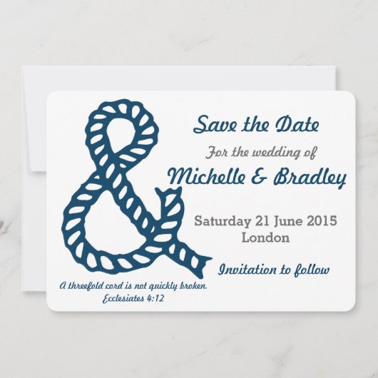 Save The Date Mariage chrétien nautique Enregistrer la date (Devant)