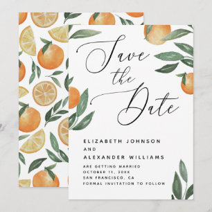 Save The Date Mariage Citron Toscane   Écriture Élégante Orange