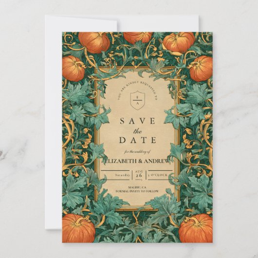 Save The Date Mariage Citrouille Art Nouveau (Devant)