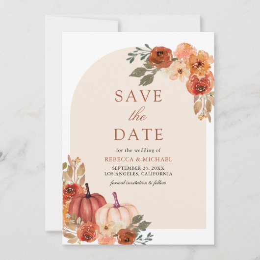 Save The Date Mariage Citrouille de terre cuite (Devant)