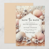 Save The Date Mariage classique à Earthy Beach (Devant / Derrière)