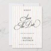 Save The Date Mariage classique à rayures pêche, écriture et pho (Devant)