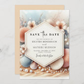 Save The Date Mariage classique à Seashell Beach (Devant / Derrière)