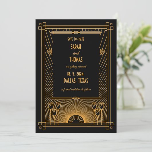 Save The Date Mariage classique Art déco élégant (Debout devant)