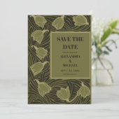 Save The Date Mariage Classique Art Nouveau Vert (Debout devant)