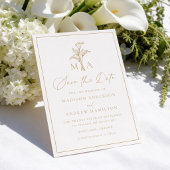 Save The Date Mariage classique avec lys calla et monogramme en