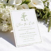 Save The Date Mariage classique avec monogramme de lys calla ver
