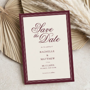 Save The Date Mariage Classique Bourgogne Vieille Fortune