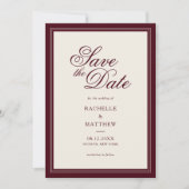 Save The Date Mariage Classique Bourgogne Vieille Fortune (Devant)